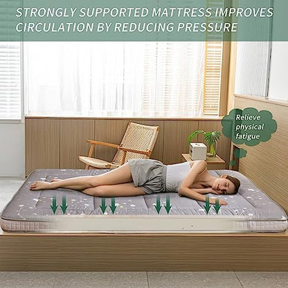 MAXYOYO Black Moon and Star Futon Mattress, Japanese Floor Mattress Quilted Bed Mattress Topper, Extra Thick Folding Sleeping Pad Breathable Floor Lounger Guest Bed for Camping Couch, Twin
