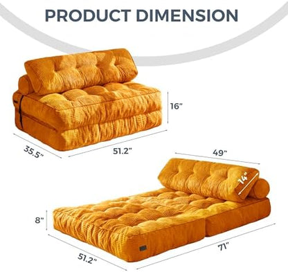 MAXYOYO Folding Sofa Bed, Convertible Sleeper Chair with Pillow Foldable Mattress with Back Support, Portable Fold Out Chair Bed Comfy Floor Sofa Lounge for Living Room Bedroom, Dark Grey, Single