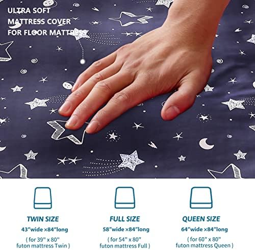 MAXYOYO Mattress Cover for Traditional Japanese Futon Mattress, Futon Floor Mats Cover with Zipper, Super Soft and Machine Washable, Navy Floral, Twin