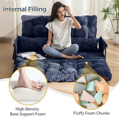 MAXYOYO Adjustable Floor Sofa Couch with Pillow, Multi-Functional Bean Bag Bed, 5-Position Foldable Lazy Sofa Sleeper Bed with Armrest, Versatile Floor Seating for Reading Gaming, Green, Single