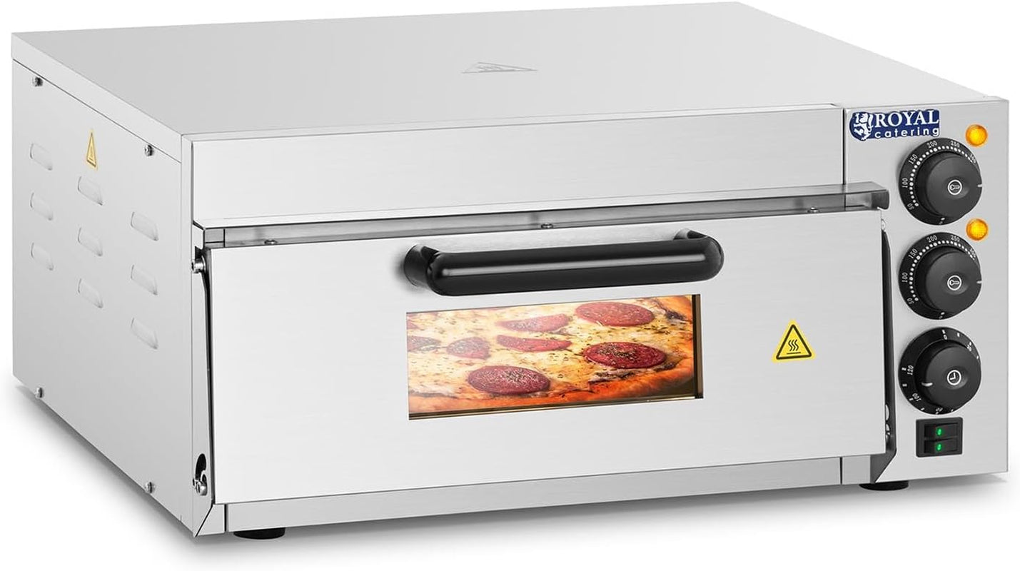 Four À Pizza Electrique RCPO-2000-1PE (2000W, Argile Réfractaire, Pierre De Cuisson, Surface De Cuisson De 40X40X1,5Cm, Fonction Minuterie Jusqu'À 120 Min)