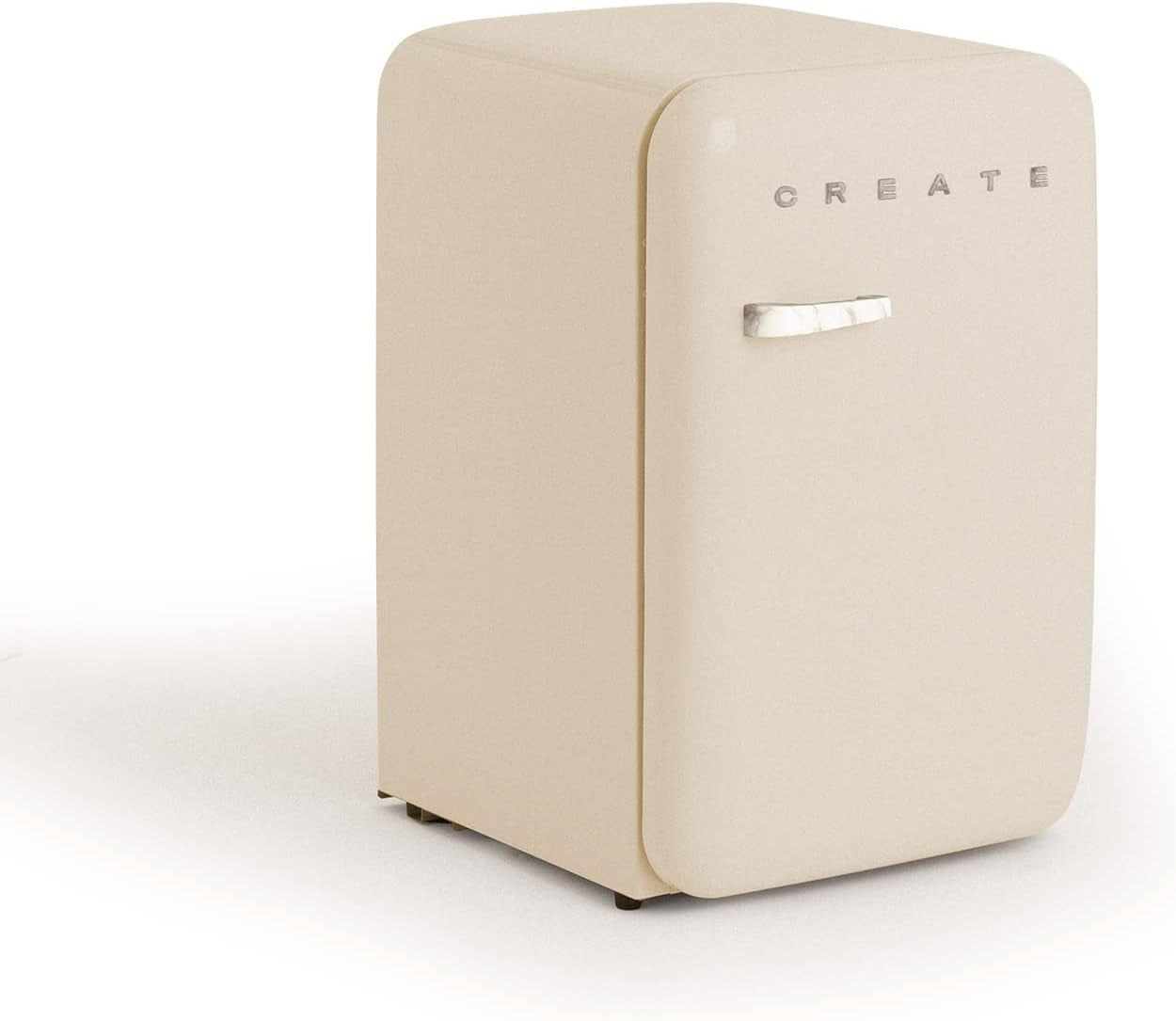 / RETRO FRIDGE 83.5 Marble/Réfrigérateur Blanc Cassé Avec Poignée Marbre/Pratique Et Fonctionnel, Matériaux Résistants