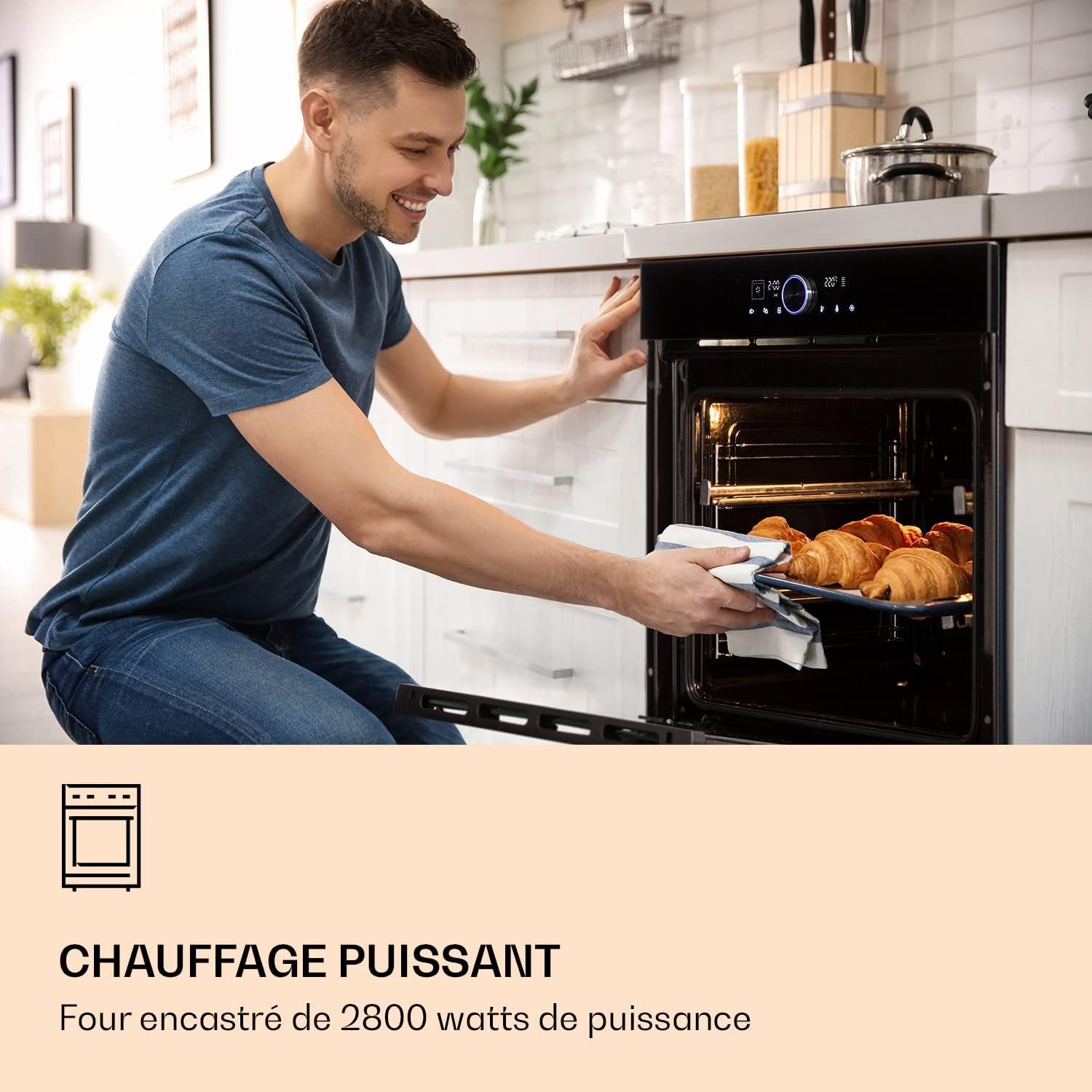 Four Encastrable Chaleur Tournante, Four Encastrable Noir Avec 11 Modes, Four Electrique Avec Décongélation, Convection, Grill, Four Connecté De 73L, Utilisation Facile, Four À Encastrer