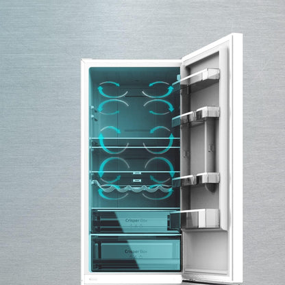 Frigorífico Combi 2 Puertas Bolero Coolmarket Combi 322 Inox D. 322 L, Altura 185 Y 60 Cm De Ancho, Bajo Consumo, Motor Inverter, Sistema Multi Air Flow, Total No Frost