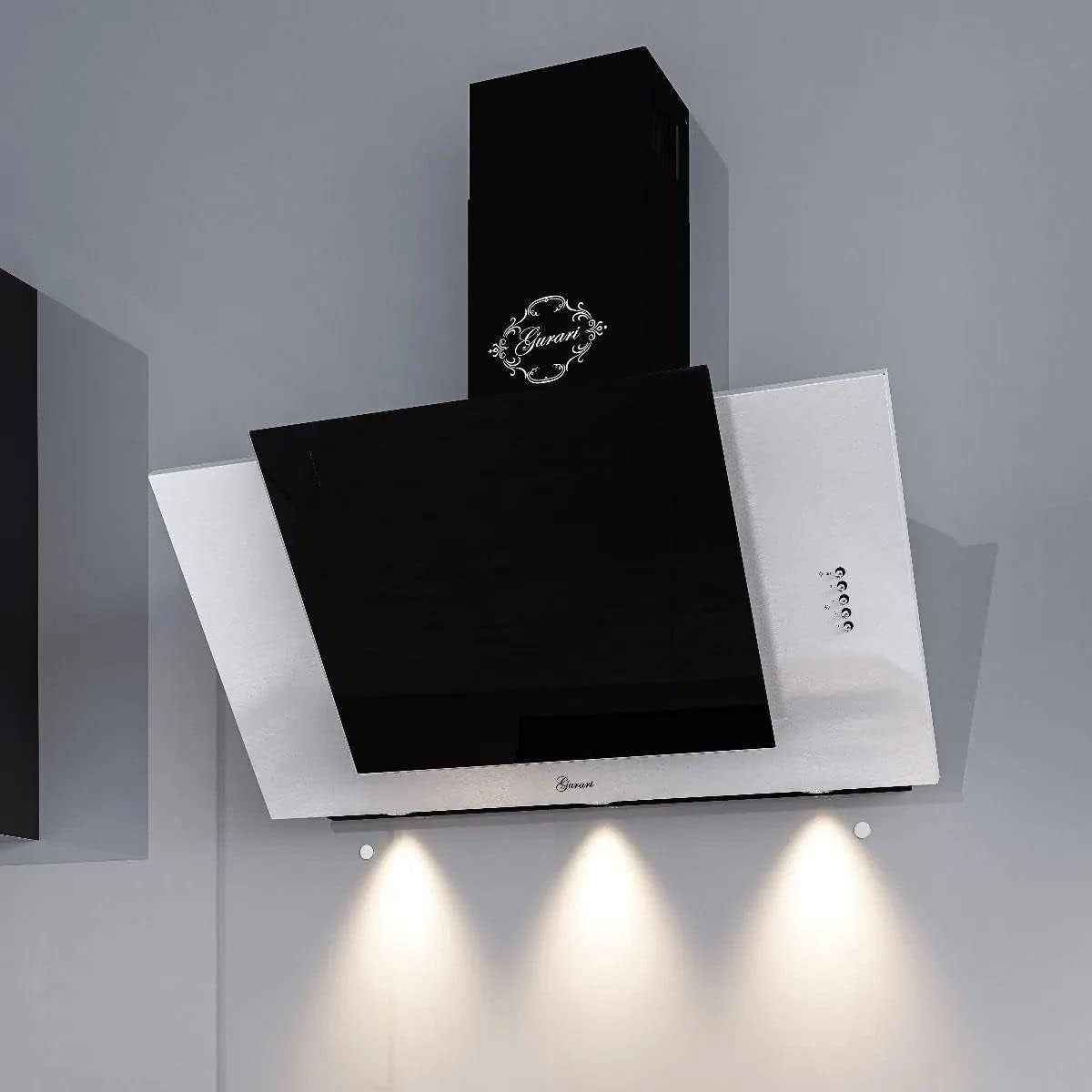 Hotte De Cuisine À Tête Libre 482 50 IS, Hotte D'Aspiration 50Cm 1000 M³/H Acier Inox Verre Noir