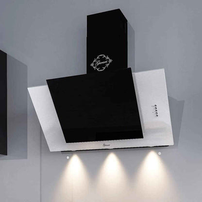 Hotte De Cuisine À Tête Libre 482 50 IS, Hotte D'Aspiration 50Cm 1000 M³/H Acier Inox Verre Noir