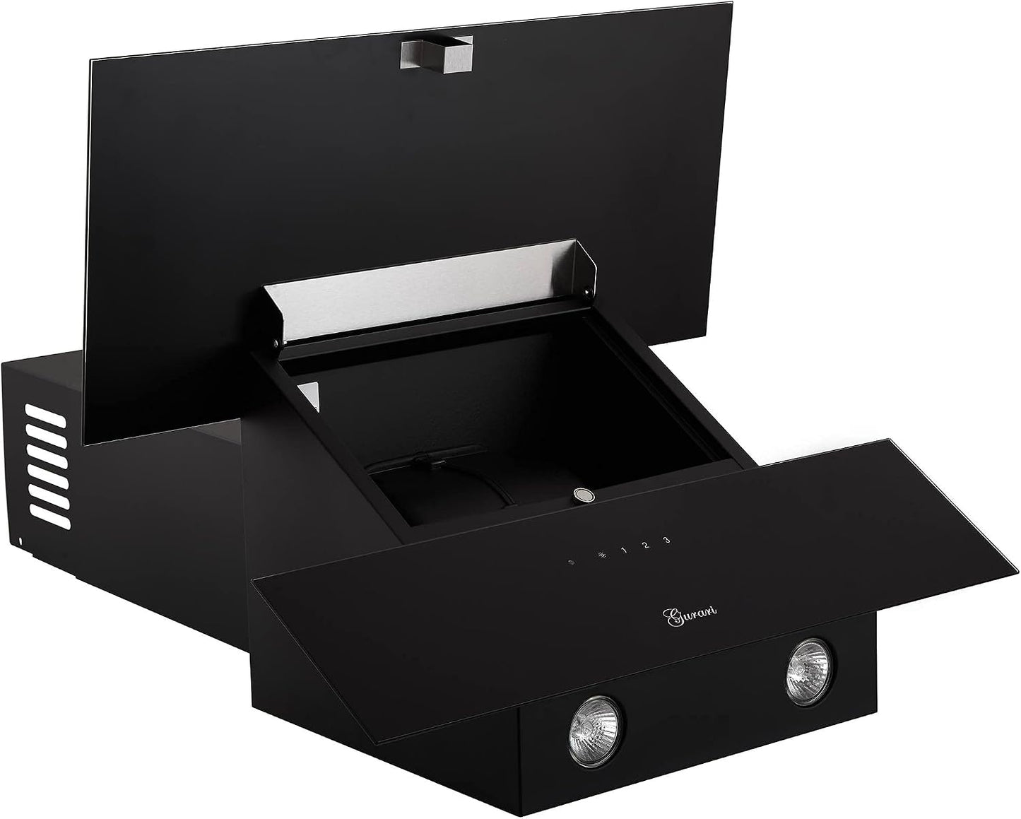GCH D 268.6 BL Prime, Hotte Murale 60 Cm, Verre Noir, 1000M³/H, Télécommande, Tuyau Inclus