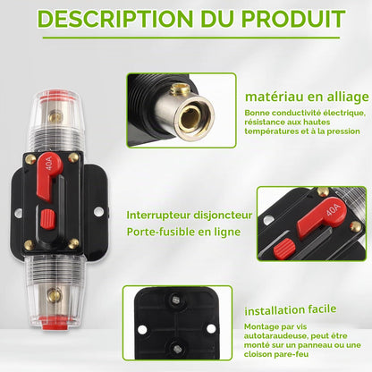 40A Disjoncteur Interrupteur 40 AMP Fusible Inline Holder 12V-51V DC Bouton De Réinitialisation Manuelle Pour Système D'Amplificateur De Son Audio De Voiture RV Home Marine Boat Truck