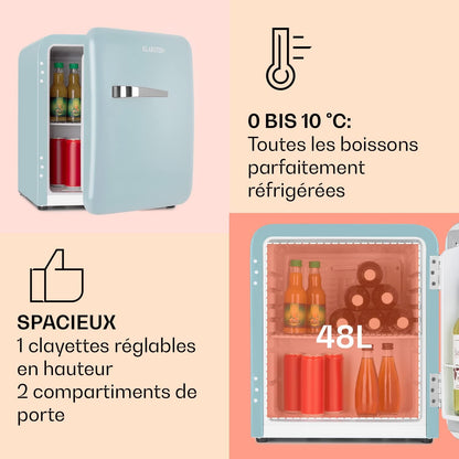 Mini Frigo De Chambre De 48L Pour Snacks Et Boissons, Petit Frigo Top Silencieux, Mini Bar, Petit Réfrigérateur Camping, Mini Frigo Cosmetique, Refrigerateur Avec Étagères Réglables, 0-10°C