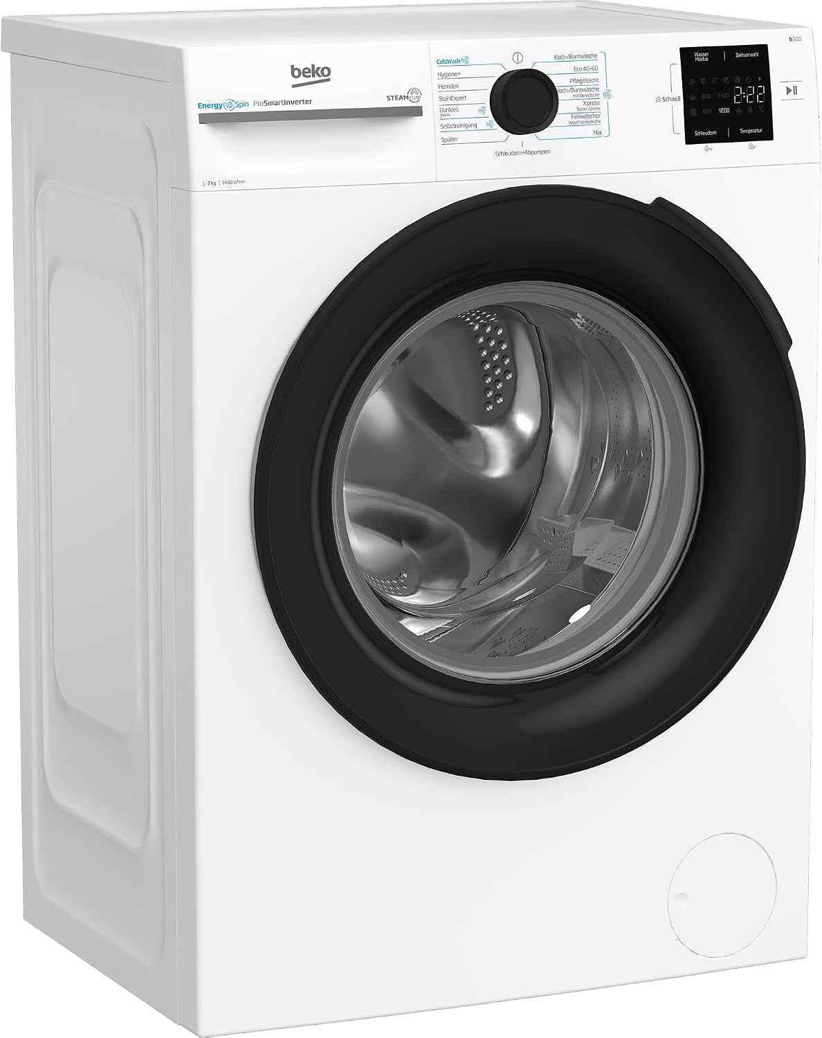 BM3WFU3741X Machine À Laver Autonome 7 Kg Energyspin Avec Choix D'Essorage 1400 Tr/Min, Fonction Vapeur, Hygiène+, Convient Aux Personnes Allergiques, Coldwash Économie D'Eau Et De Temps Blanc