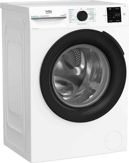 BM3WFU3741X Machine À Laver Autonome 7 Kg Energyspin Avec Choix D'Essorage 1400 Tr/Min, Fonction Vapeur, Hygiène+, Convient Aux Personnes Allergiques, Coldwash Économie D'Eau Et De Temps Blanc