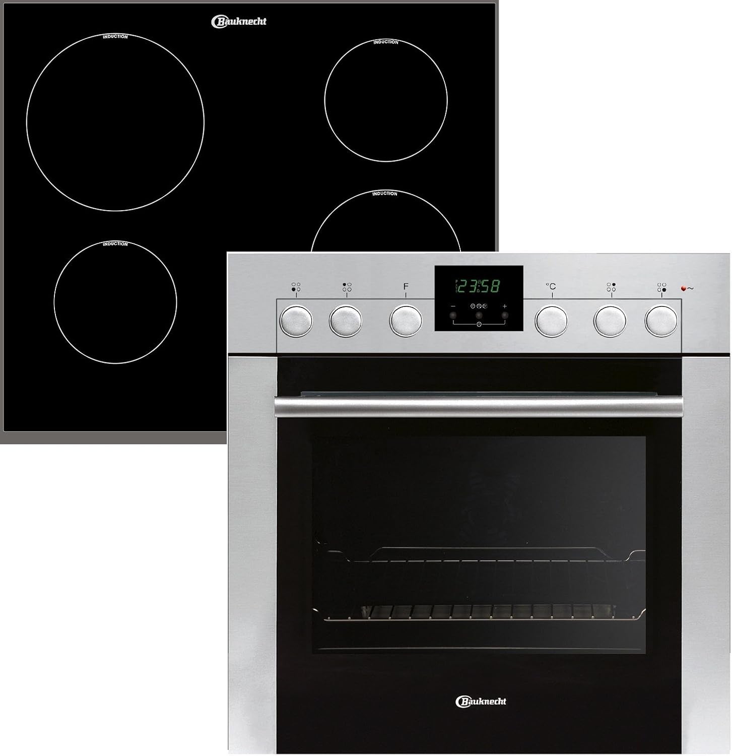 Bauknecht Heko 550 in Ensemble Plaques De Cuisson Et Four Encastrable a Plaque De Cuisson À Induction Four À Chaleur Tournante À 5 Fonctions En Acier Inoxydable Volume De Cuisson 65 Litres