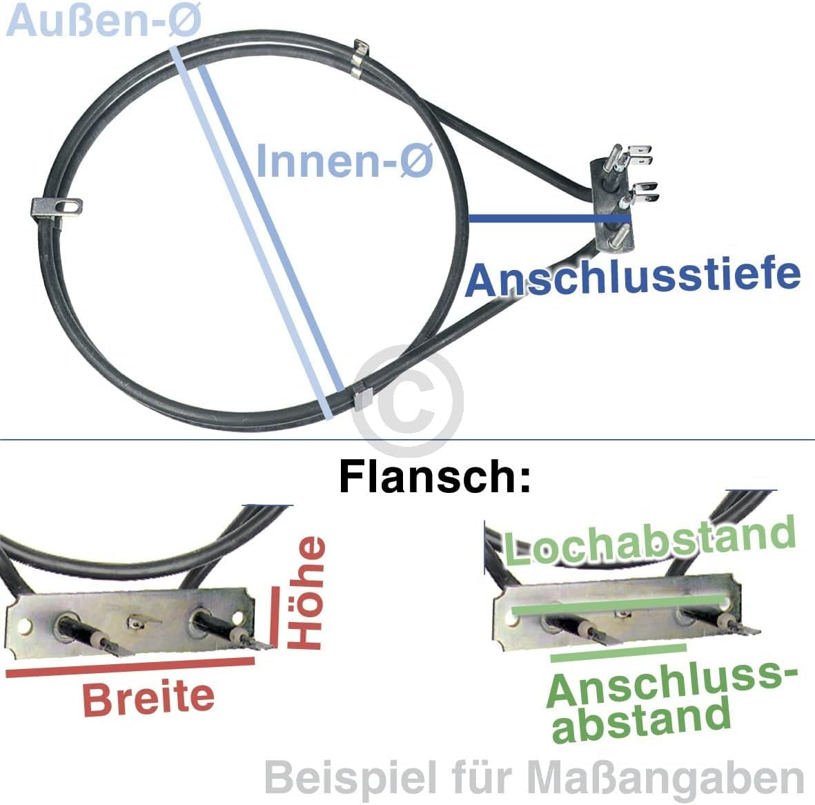 Ensipart Chauffage À Air Chaud 2100 W Pour Four - 2100 W - Élément Chauffant Arrière Compatible Avec Gorenje 229250 - Pour Chauffage À Air Chaud - Compatible Avec EGO 20.41214.000