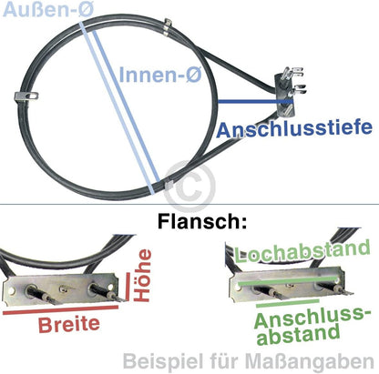 Ensipart Chauffage À Air Chaud 2100 W Pour Four - 2100 W - Élément Chauffant Arrière Compatible Avec Gorenje 229250 - Pour Chauffage À Air Chaud - Compatible Avec EGO 20.41214.000