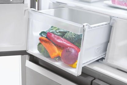 HTF-540DGG7 Réfrigérateur Combiné - Pose Libre, 528L, 4 Portes, Humidity Zone, Total No Frost Air Surround, My Zone Plus, Gris, Classe F