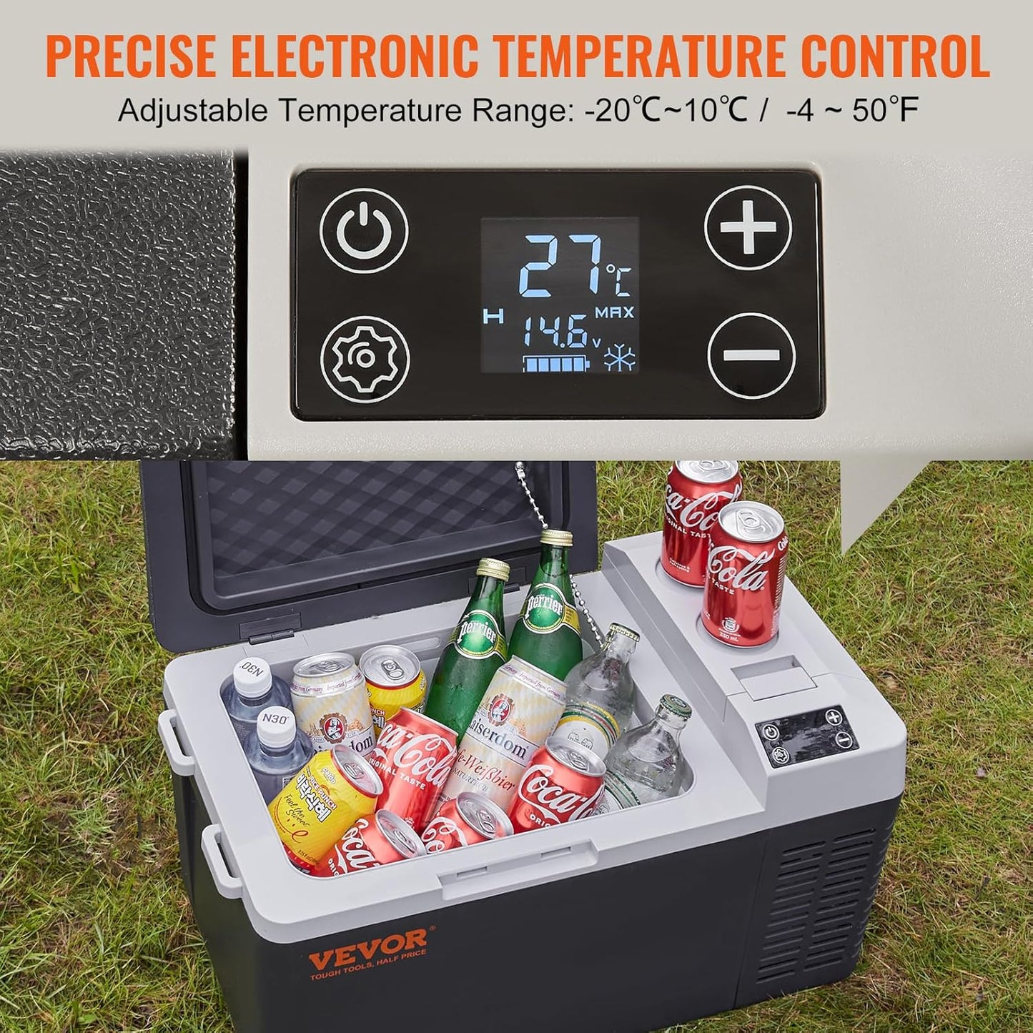 Glacière Électrique Portable De 20 L Réfrigérateur De Voiture Portable 12/24 V CC 100-240 V CA Frigo Voiture À Une Zone 0,6 Kw.H -20 °C À 10 °C Réglable Congélateur Pour Camion Bateau Camping
