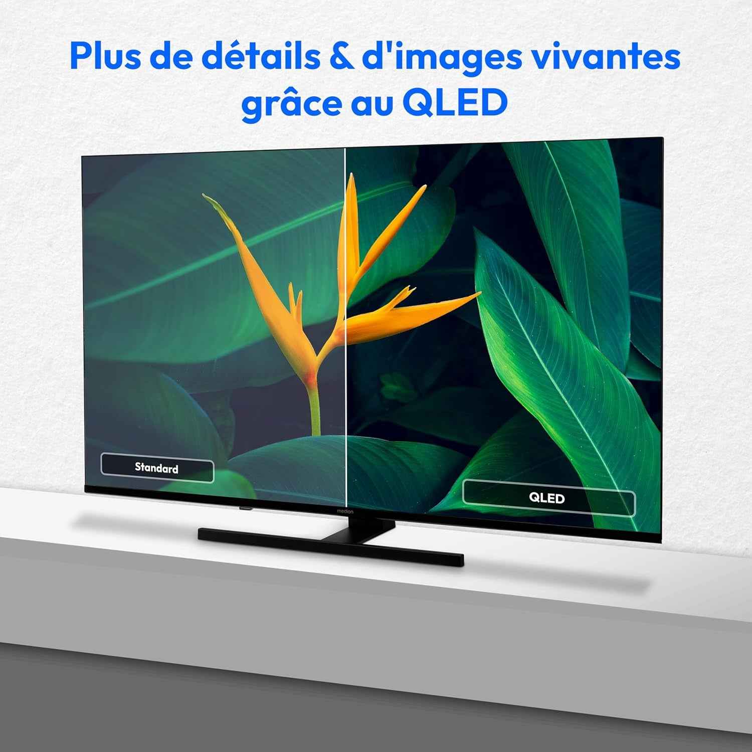 TV 50 Pouces (125,7 Cm) QLED Television (Smart TV, 4K, Dolby Vision HDR, Prime Video, Disney+, Dolby Atmos, DTS X, Compatible Avec Google TV, PVR, Bluetooth, MD 850700)