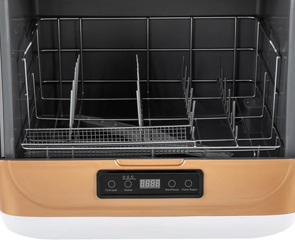 Mini Lave-Vaisselle Table Espace Couverts Sur Mesure Maison Bureau Camping Dortoirs Lavage Fruits Petit Lave-Vaisselle Portable Multifonction Pas D'Installation Nettoyage Complet (Or)