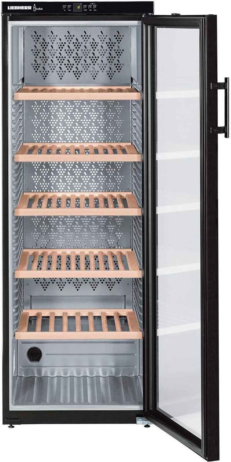 Cave De Vieillissement  WKB4212 - Cave De Vieillissement- Capacité : 200 Bouteilles - Air Brassé - Humide - Noir - Porte Vitrée - 6 Clayettes Bois - Classe A