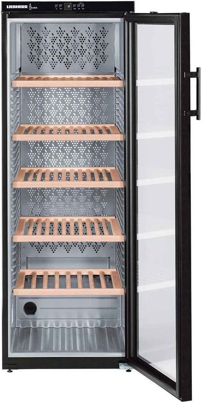 Cave De Vieillissement  WKB4212 - Cave De Vieillissement- Capacité : 200 Bouteilles - Air Brassé - Humide - Noir - Porte Vitrée - 6 Clayettes Bois - Classe A
