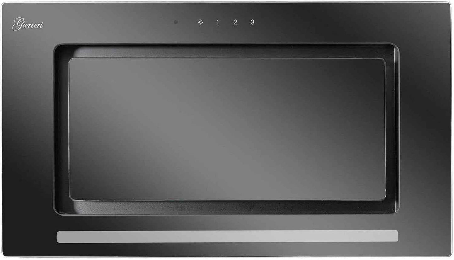 217 Prime, Hotte De Plafond 52 Cm Noir, Grille De Ventilation, Cadre Et Façade En Verre Noir 1000 M³/H, Hotte Encastrée, Hotte D'Extraction, Capot De Circulation D'Air