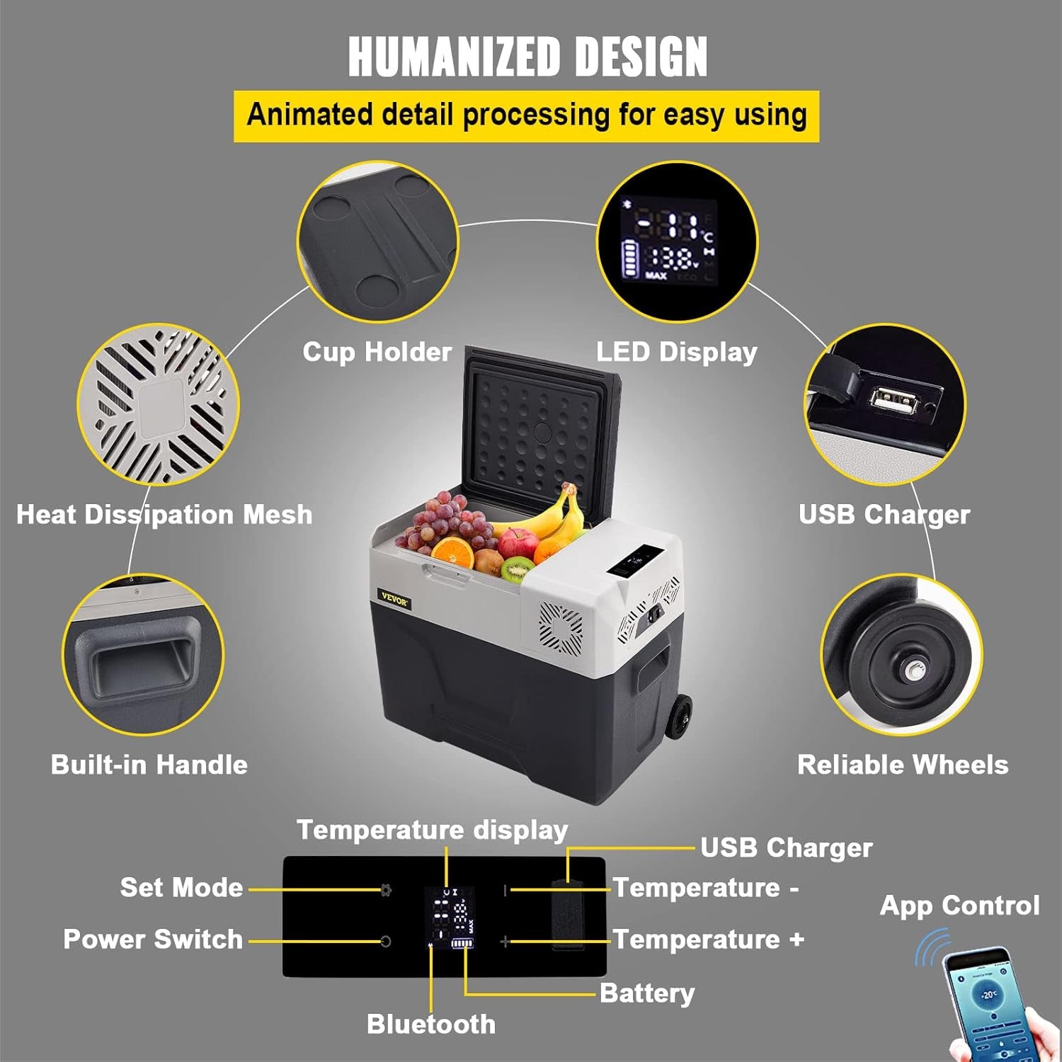 Mini Réfrigérateur Portable Pour Voiture 40L, Avec Écran LCD Numérique, 220 V Mini Réfrigérateur Congélateur, Congélateur Pour Réfrigérateur Portable De -20 À 20 Degrés C