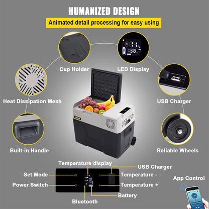 Mini Réfrigérateur Portable Pour Voiture 40L, Avec Écran LCD Numérique, 220 V Mini Réfrigérateur Congélateur, Congélateur Pour Réfrigérateur Portable De -20 À 20 Degrés C