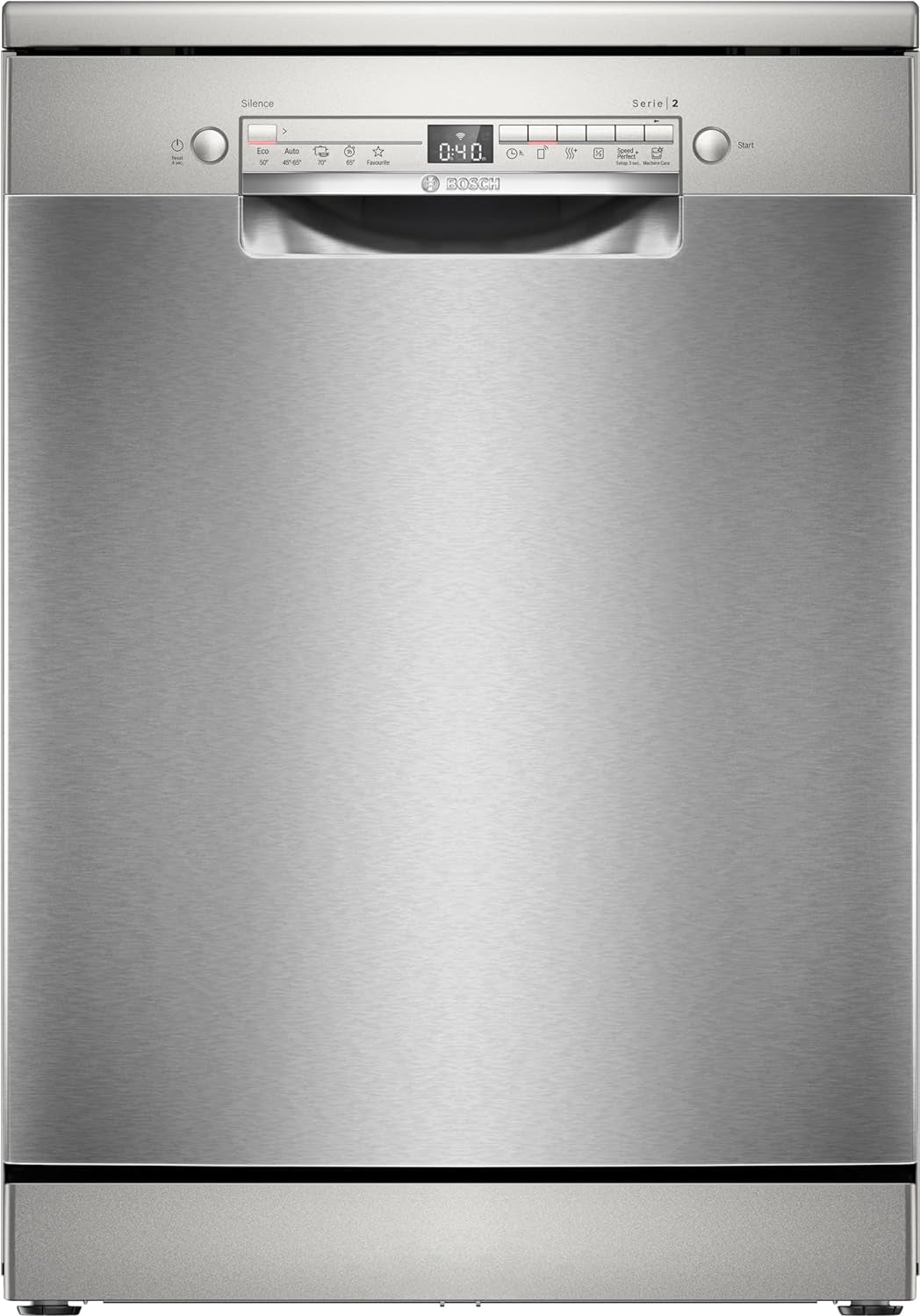 SMS2HTI02E Série 2, Lave-Vaisselle De Libre Installation, Home Connect, Diagnostic À Distance, Assistant Au Lavage, Programme Préféré, Ecodosage, Acier, 60 Cm