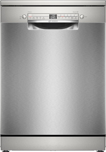 SMS2HTI02E Série 2, Lave-Vaisselle De Libre Installation, Home Connect, Diagnostic À Distance, Assistant Au Lavage, Programme Préféré, Ecodosage, Acier, 60 Cm
