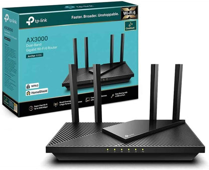 Archer AX55 Routeur Wifi 6, Routeur Wifi AX 3000 Mbps Bi-Bande, 5 Ports Gigabit, 4 Antennes À Haute Performance, WPA3, Contrôle Parental, Onemesh, Antivirus Intégré