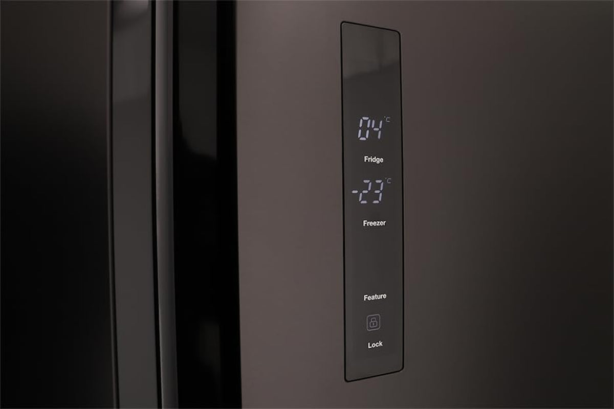 Respekta Réfrigérateur-Congélateur Côte À Côte En Acier Noir AC178BS-18 / H:178 Cm L:91 Cm/Compartiment Réfrigérateur De 331 L/Congélateur De 174 L/Technologie No Frost Intégrée.