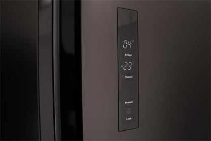 Respekta Réfrigérateur-Congélateur Côte À Côte En Acier Noir AC178BS-18 / H:178 Cm L:91 Cm/Compartiment Réfrigérateur De 331 L/Congélateur De 174 L/Technologie No Frost Intégrée.