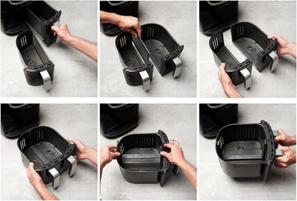 Air Fryer Double Tiroir [2 Paniers 4,25L Ou 8,5L Au Total ] Satisfry Snappi (8 En 1, Écran Tactile, Synchronisation Des Temps De Cuisson, Ajouts D'Aliments) Friteuse Sans Huile 27290-56