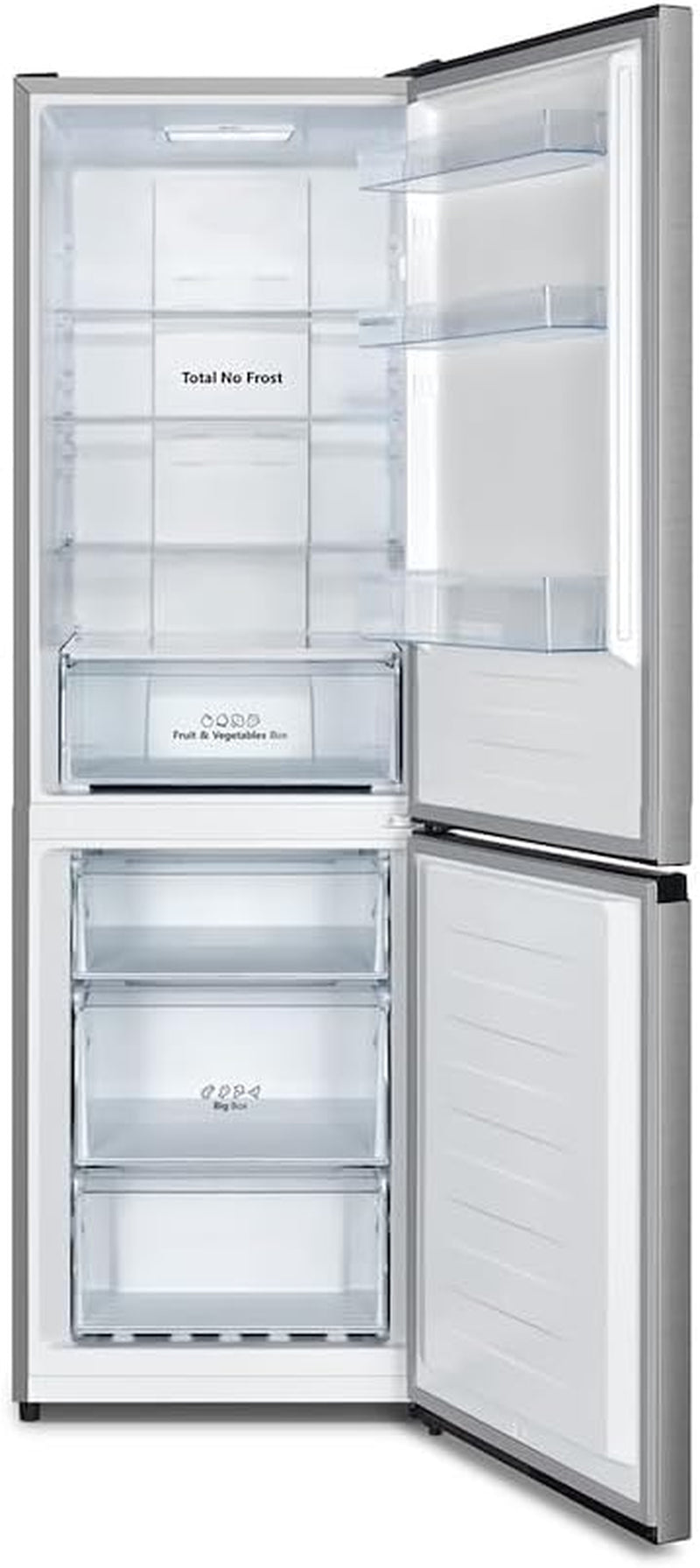 Hisense RB390N4CCD1 Réfrigérateur Combiné Total No Frost, Inox, 1,86 X 60 Cm, Classe D, 304L
