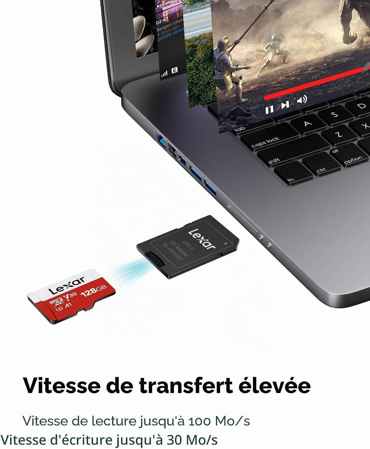 Carte Micro SD 128 Go Lot De 2 Cartes, Jusqu'À 100 Mo/S | Carte Mémoire Micro SD+ Adaptateur, Microsdxc Carte TF, A1, U3, C10, V30, Full HD Et 4K UHD Pour Caméra, Telephone, Switch