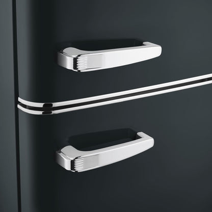 Réfrigérateur Congélateur 2 Portes, Pose Libre, Réfrigérateur Double Porte Avec Congélateur Largeur 55 Cm, 246 L, Classe D, Look Rétro, Noir Mat, RKG 8984