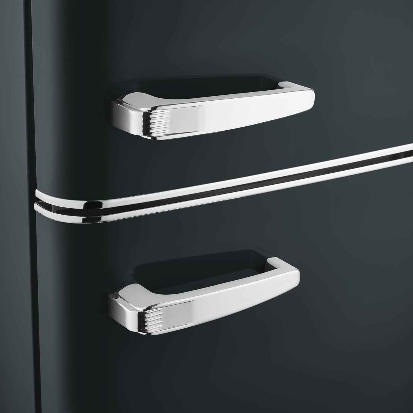 Réfrigérateur Congélateur 2 Portes, Pose Libre, Réfrigérateur Double Porte Avec Congélateur Largeur 55 Cm, 246 L, Classe D, Look Rétro, Noir Mat, RKG 8984