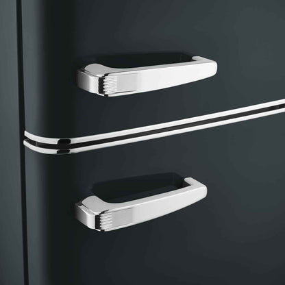 Réfrigérateur Congélateur 2 Portes, Pose Libre, Réfrigérateur Double Porte Avec Congélateur Largeur 55 Cm, 246 L, Classe D, Look Rétro, Noir Mat, RKG 8984