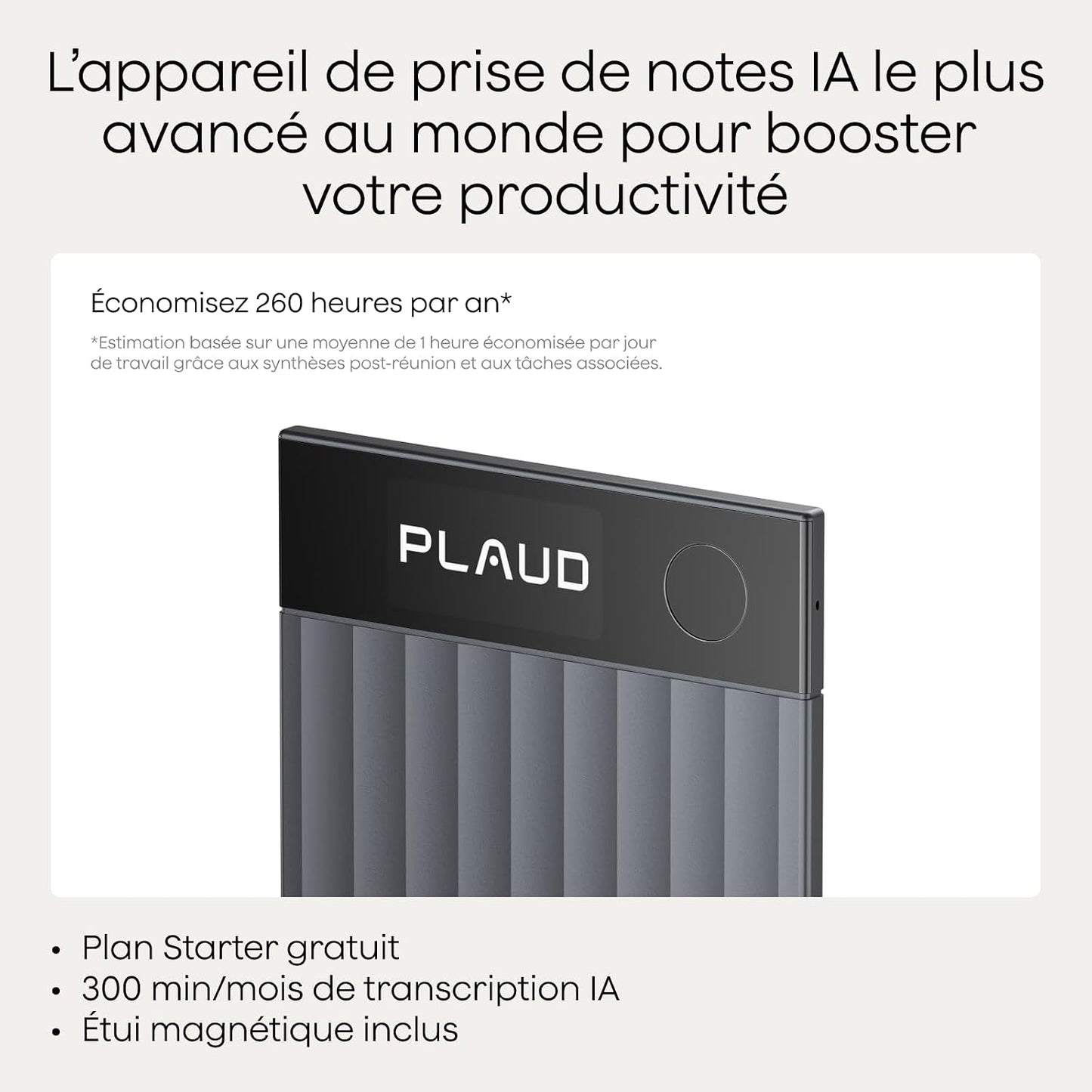 Note Pro Enregistreur Vocal IA Dictaphone Avec Transcription Noir | RéSumé IA Saisie Multimodale Jusqu’À 50H D’Enregistrement Teams ConçU Pour ConféRences RéUnions Appels ÉTui Inclus