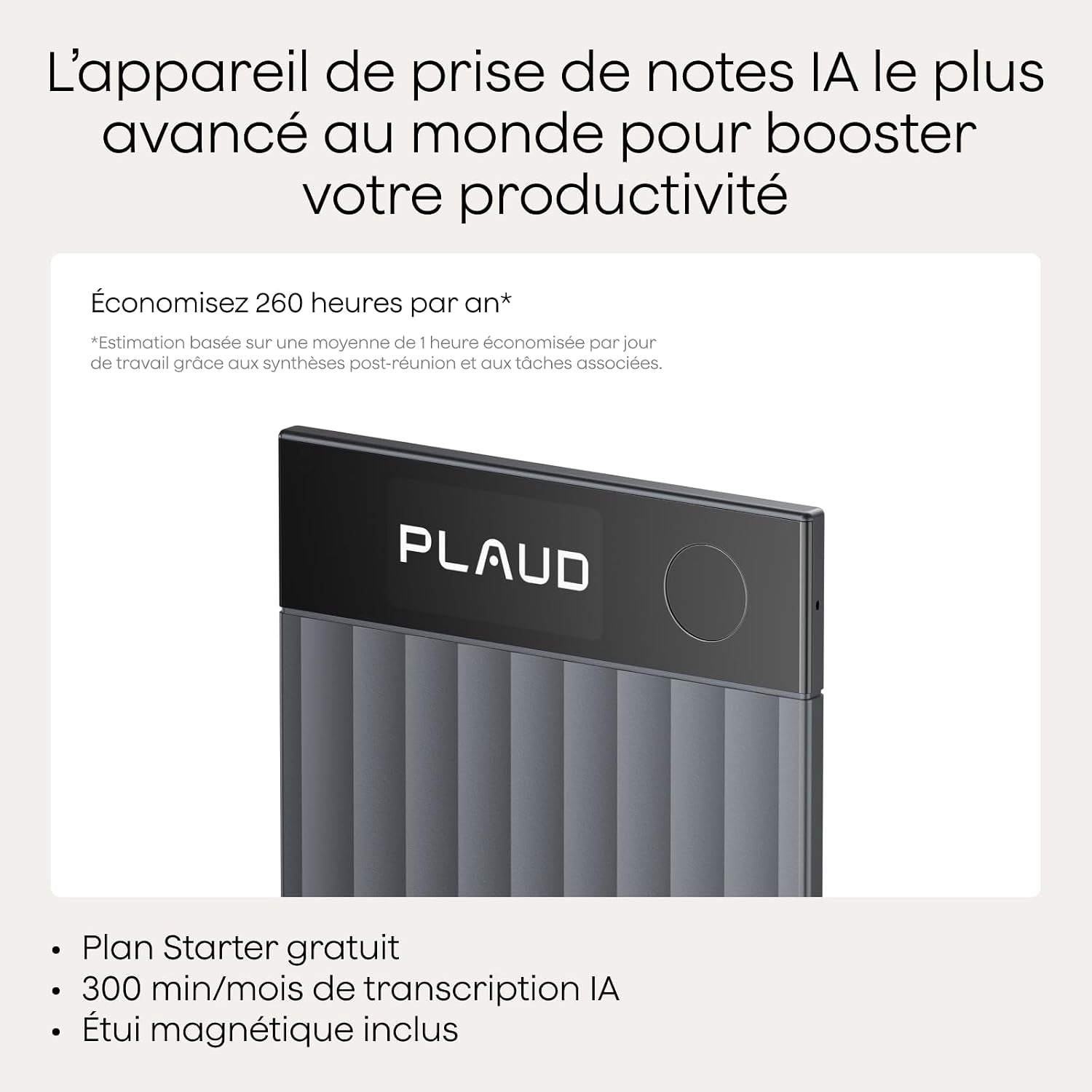 Note Pro Enregistreur Vocal IA Dictaphone Avec Transcription Noir | RéSumé IA Saisie Multimodale Jusqu’À 50H D’Enregistrement Teams ConçU Pour ConféRences RéUnions Appels ÉTui Inclus