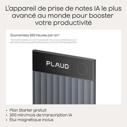 Note Pro Enregistreur Vocal IA Dictaphone Avec Transcription Noir | RéSumé IA Saisie Multimodale Jusqu’À 50H D’Enregistrement Teams ConçU Pour ConféRences RéUnions Appels ÉTui Inclus