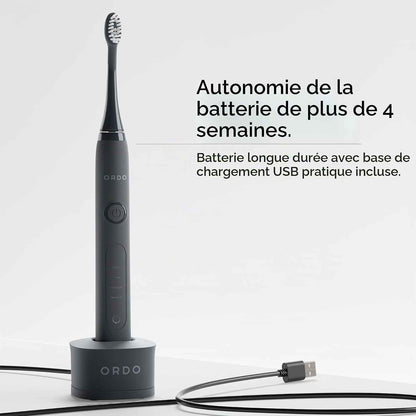 Brosse À Dents Electrique  Sonic Technologie Intelligente Avancée Avec 4 Modes De Brossage Batterie Rechargeable Rapide Et Élément De Chargeur USB Pour Adultes Noir Gris Anthracite