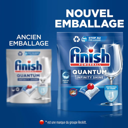 Quantum Infinity Shine Pastilles Lave-Vaisselle, Elimine Les Taches Tenaces, 83 Capsules