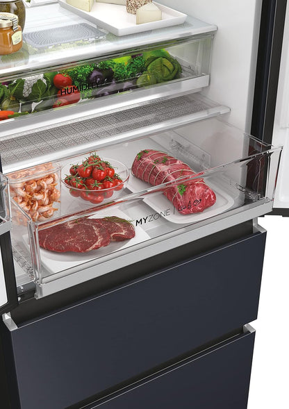 HFW7720ENMB Réfrigérateur Combiné - Pose Libre, 477L, 4 Portes, My Zone Plus, Humidity Zone, Smart Home (Wi-Fi), Noir, Classe E
