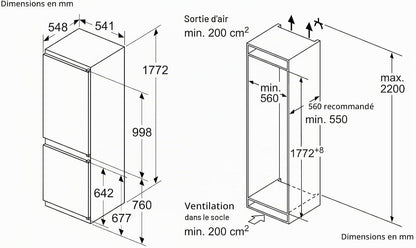 Réfrigérateur Combiné Intégrable À Glissières 267L Blanc - KIV86NSE0