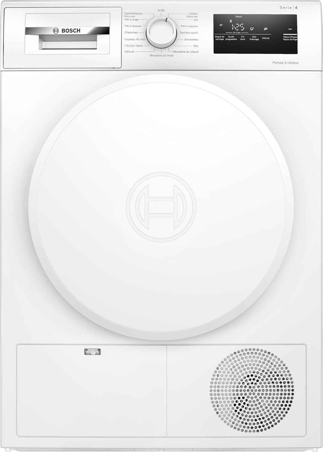 Bosch WTH8300DFR Série 4 - Sèche-Linge, Écran LED, Filtre Easyclean | Blanc, 8 Kg, Pompe À Chaleur, Autodry, Séchage Rapide 40 Minutes