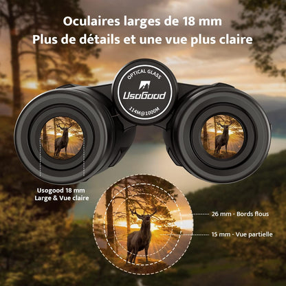 Jumelles Compactes HD 10 X 42 Pour Adultes, Prismes BAK4 | Objectifs FMC, Jumelles Étanches Pour L'Observation Des Oiseaux, De La Faune Avec Adaptateur Téléphonique