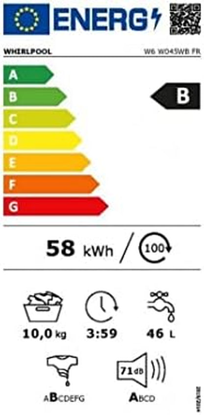 Lave-Linge Frontal 10Kg 1400 Tours/Min Blanc - W6W045WBFR