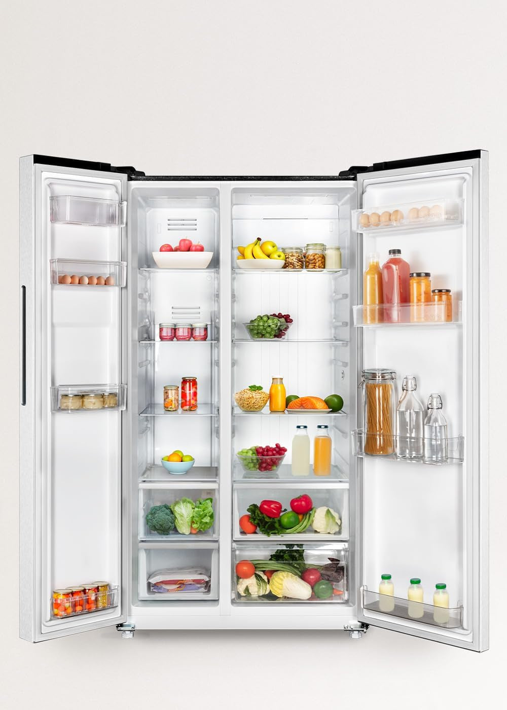 / FRIDGE STUDIO SIDE by SIDE 550 / Réfrigérateur Style Side by Side 550L Sable / 91,2 X 70,4 X 177,7 Cm/No Frost, Traitement Antibactérien, Commande Tactile Électronique, 158W