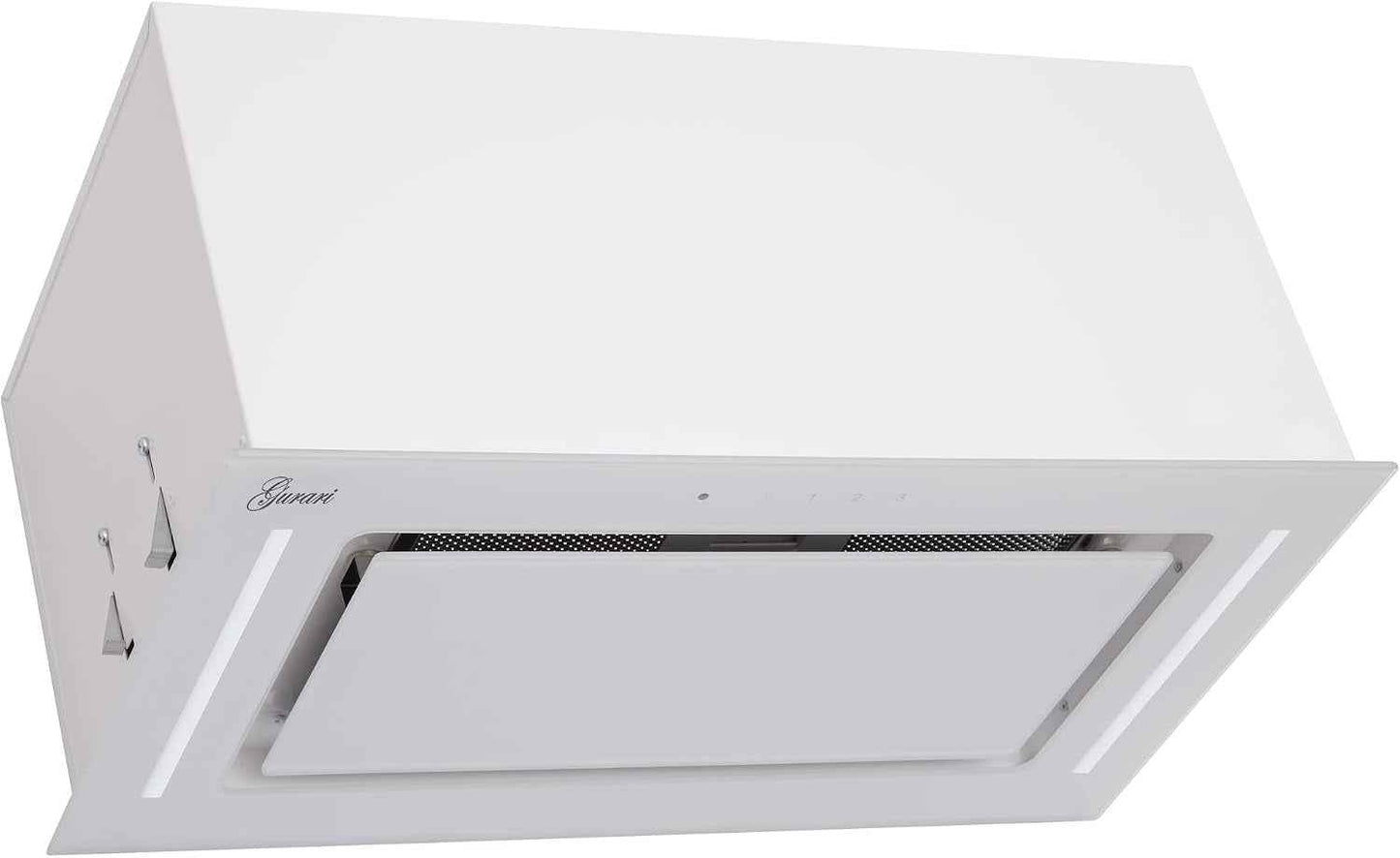 217 PRIME Hotte De Plafond 52 Cm Blanche Encastrée Avec Bloc De Ventilation, Cadre En Verre, 3 Niveaux, 1000 M³/H, Hotte Encastrée, Télécommande